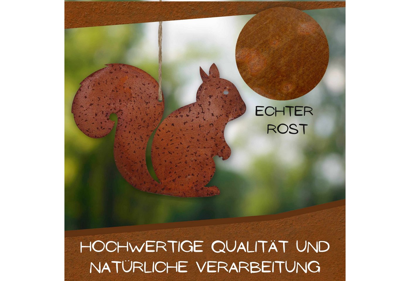 Rostikal Gartenfigur Eichhörnchen Dekofigur Herbstdeko, echter Rost Bild 2