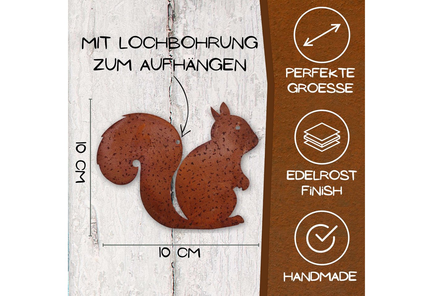 Rostikal Gartenfigur Eichhörnchen Dekofigur Herbstdeko, echter Rost Bild 3