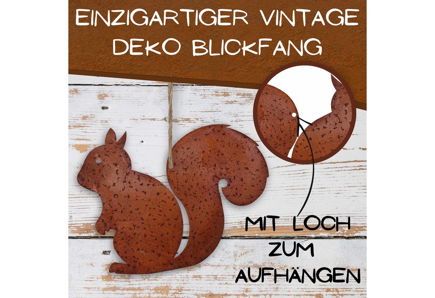 Rostikal Gartenfigur Eichhörnchen Dekofigur Herbstdeko, echter Rost Bild 4