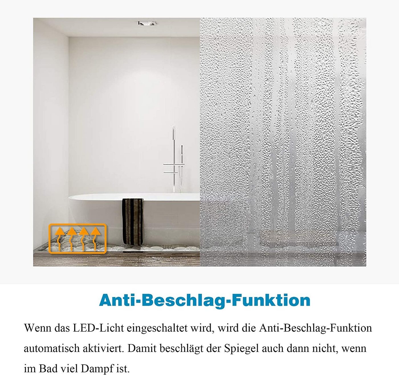 AQUABATOS Badspiegel LED Badspiegel mit Beleuchtung 80x60cm Badezimmerspiegel, Energiesparend Touch Schalter Kaltweiß Neutralweiß Warmweiß Dimmbar Bild 3