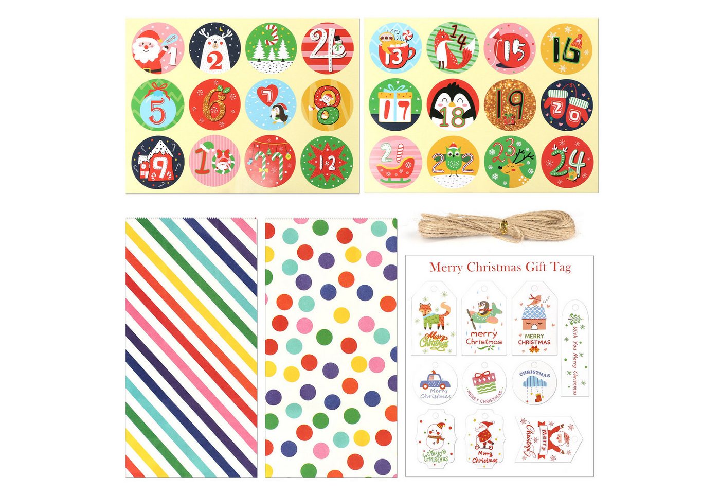 OSTWOLKE DIY-Adventskalender DIY-Adventskalender zum Befüllen Weihnachten Süßigkeiten Tasche (24-tlg) Bild 4