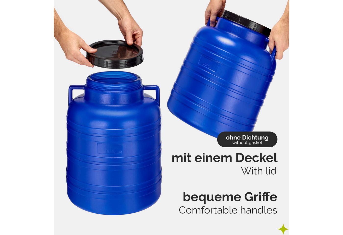 Garronda Regentonne Set 40 Liter Futtertonne BPA-frei Lebensmittel-Fass GD-0127, 40 l, (2-tlg), BPA-Frei Bild 2