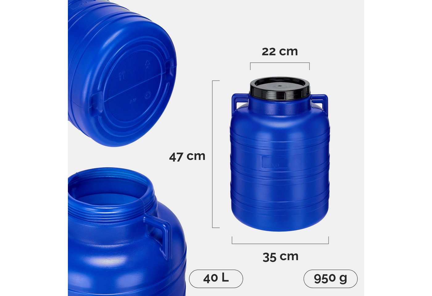 Garronda Regentonne Set 40 Liter Futtertonne BPA-frei Lebensmittel-Fass GD-0127, 40 l, (2-tlg), BPA-Frei Bild 5