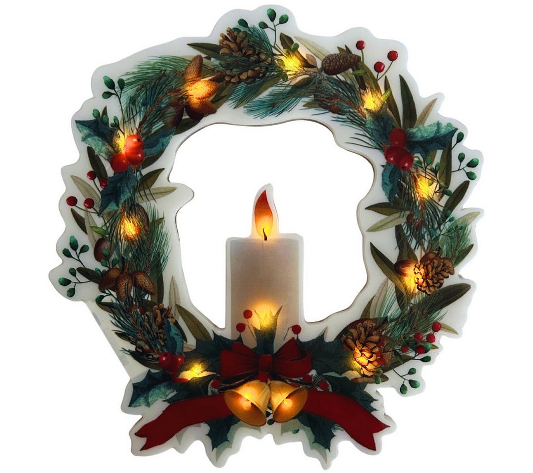 abc HOME Fensterdekoration Weihnachtskranz, LEDs, Timer-Funktion, Selbsthaftend Bild 3