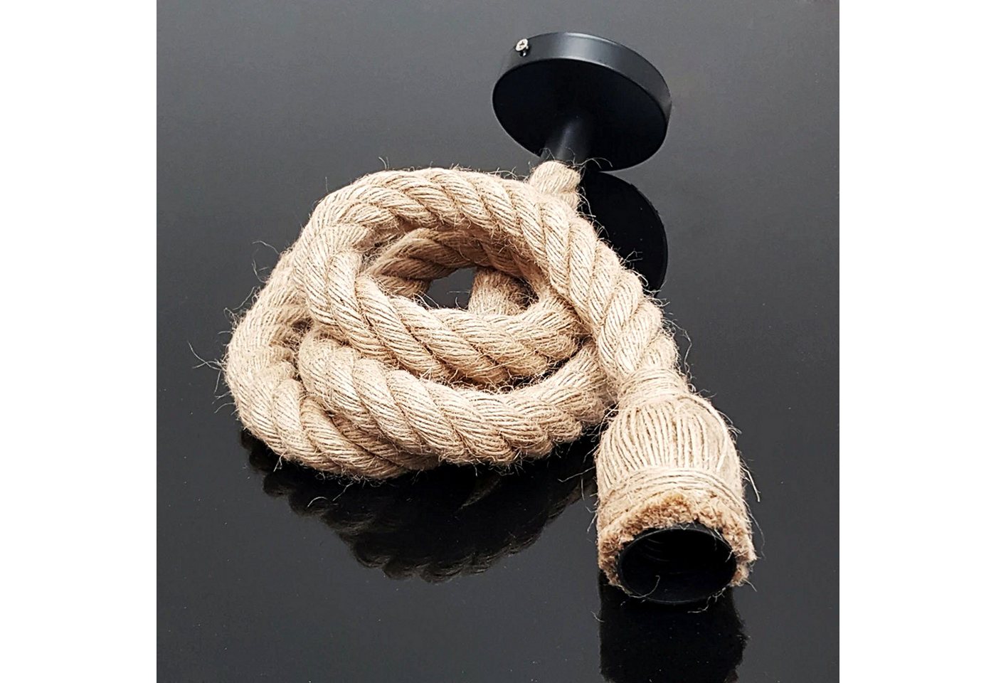 LED line LITE Lampenfassung E27 im Pendelleuchten-Stil, textilummantelt in Jute Bild 2