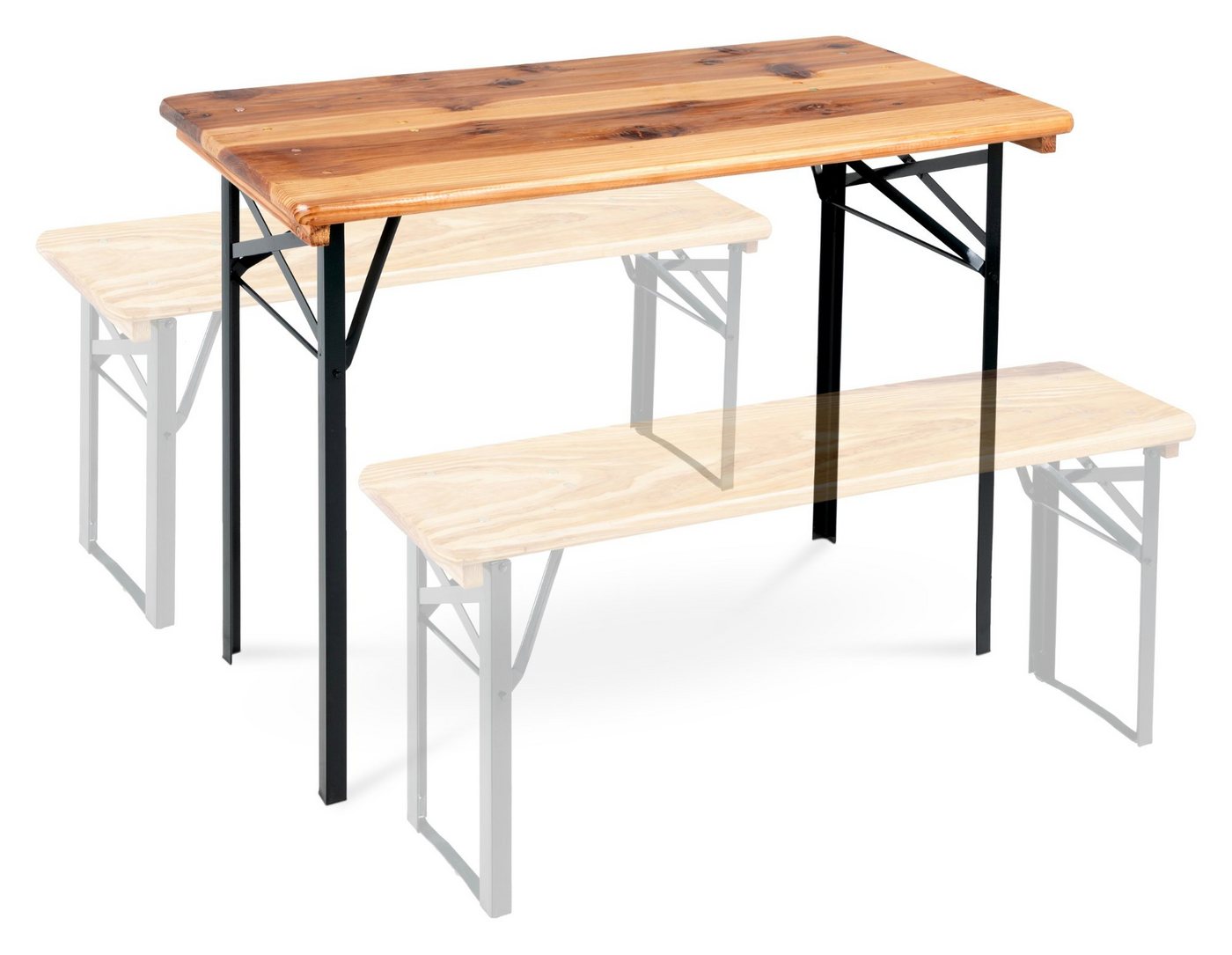 Stagecaptain Gartentisch "Hirschgarten" kurzer Bierzelttisch für Balkon 117 cm (4-St), ebenso kann auch als Esstisch, Campingtisch, Klapptisch dienen