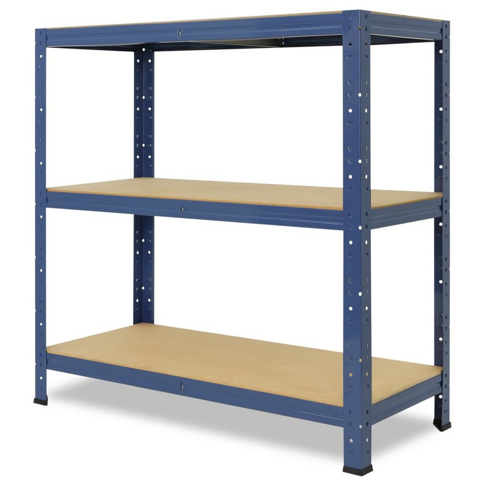 shelfplaza Schwerlastregal HOME, 115x120x60cm blau, 3 Böden, Kellerregal, Garagenregal, Steckregal