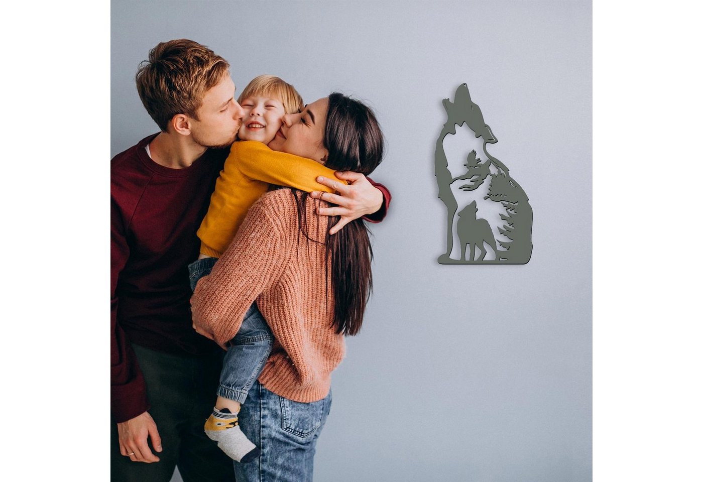 Namofactur LED Dekolicht Heulender Wolf Wand Deko Leuchte, Holz Lampe, Ohne Zugschalter, LED fest integriert, Warmweiß, Holz Lampe, Geschenk für Wolf Fan, Wandgestaltung für dein zuhause Bild 3