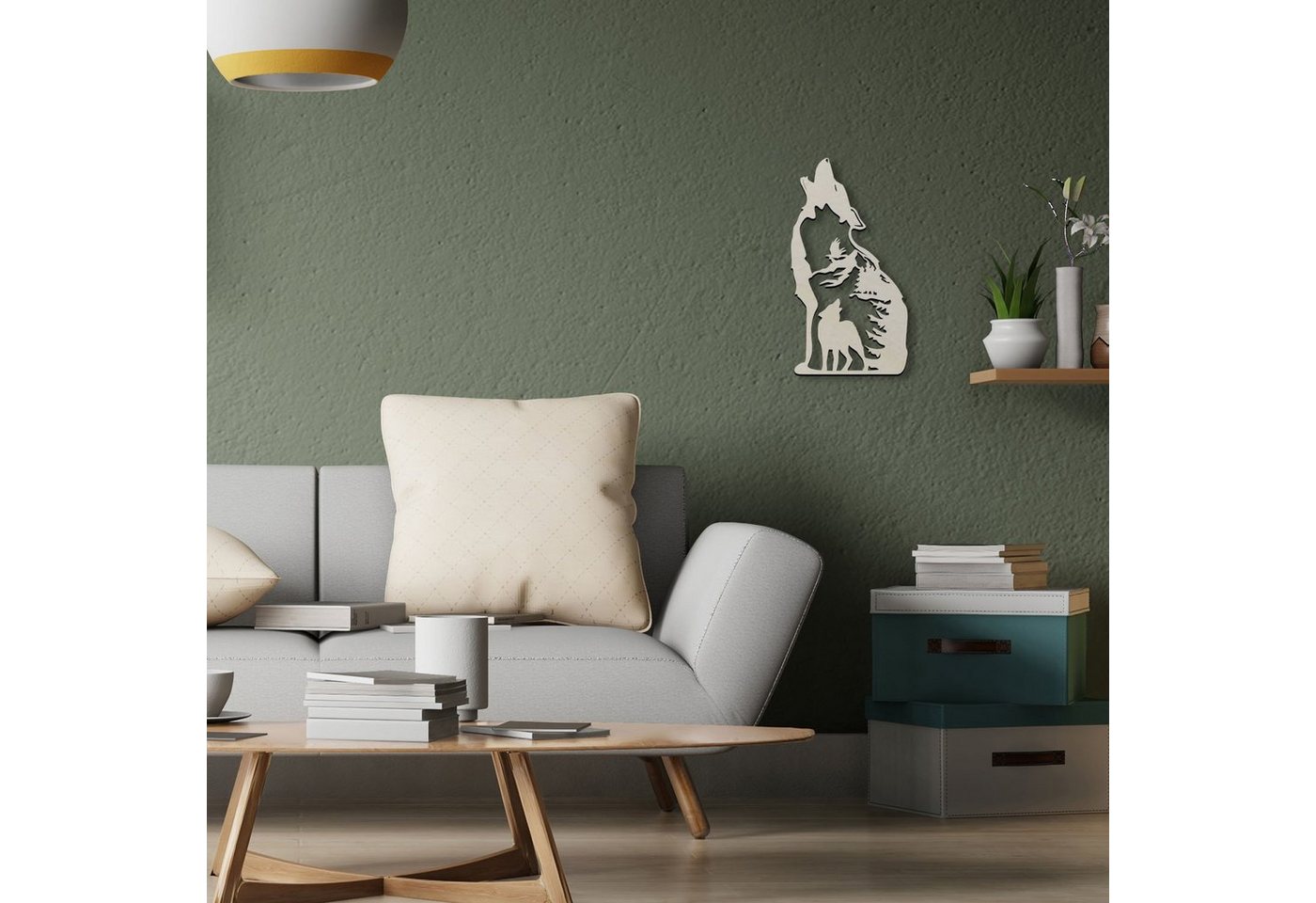 Namofactur LED Dekolicht Heulender Wolf Wand Deko Leuchte, Holz Lampe, Ohne Zugschalter, LED fest integriert, Warmweiß, Holz Lampe, Geschenk für Wolf Fan, Wandgestaltung für dein zuhause Bild 4