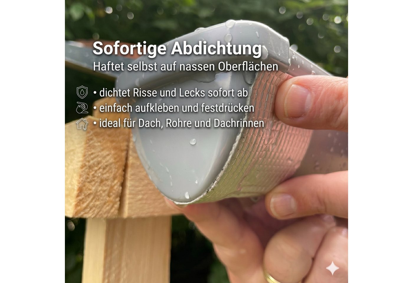 FALINGO Dichtungsband Wasserdichtes Klebeband, Butyl Klebeband für Dach, Wand, Fenster, Rohr, Hohe Klebekraft Bild 3