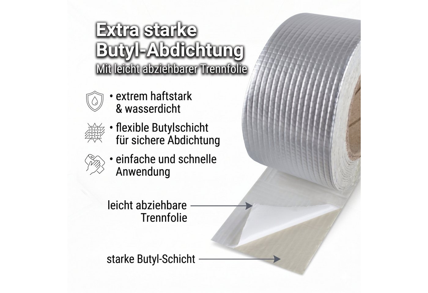 FALINGO Dichtungsband Wasserdichtes Klebeband, Butyl Klebeband für Dach, Wand, Fenster, Rohr, Hohe Klebekraft Bild 5