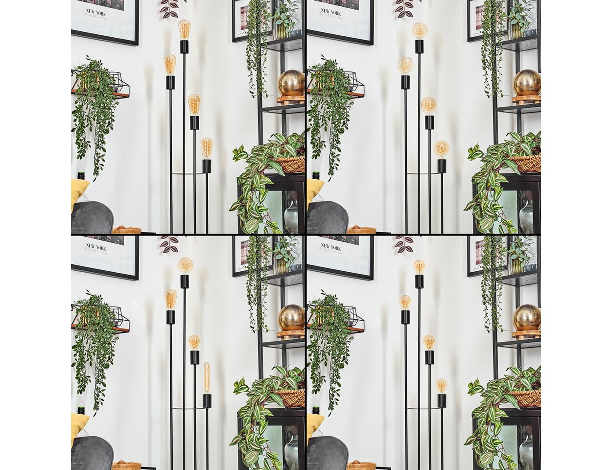 hofstein Stehlampe Stehlampe aus Metall in Schwarz mit Fußschalter, ohne Leuchtmittel, moderne Stehleuchte im Vintage/Industrial-Design, Höhe 141 cm, E27 Bild 4