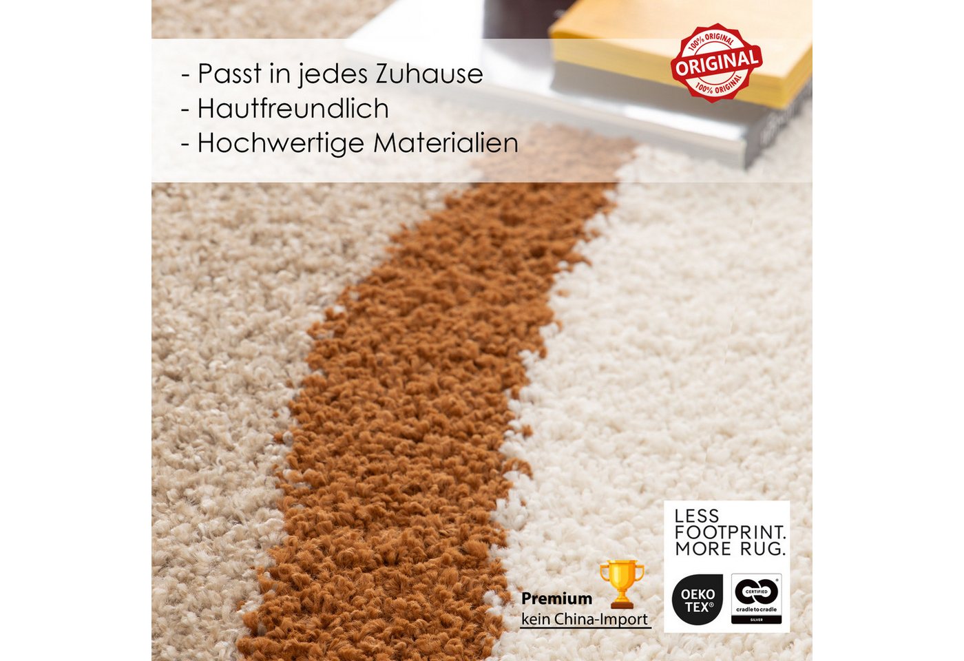 DomDeco Hochflor-Teppich Hochflorteppich Momo und Lunor, Schlafzimmerteppich, luxusqualität, flauschiger teppich modern Bild 2