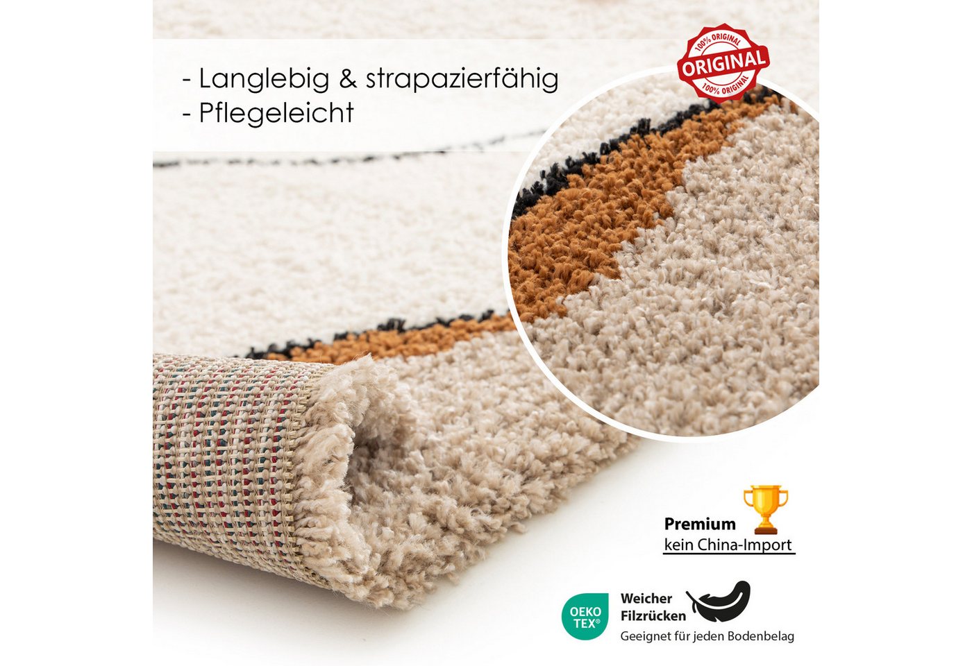 DomDeco Hochflor-Teppich Hochflorteppich Momo und Lunor, Schlafzimmerteppich, luxusqualität, flauschiger teppich modern Bild 5