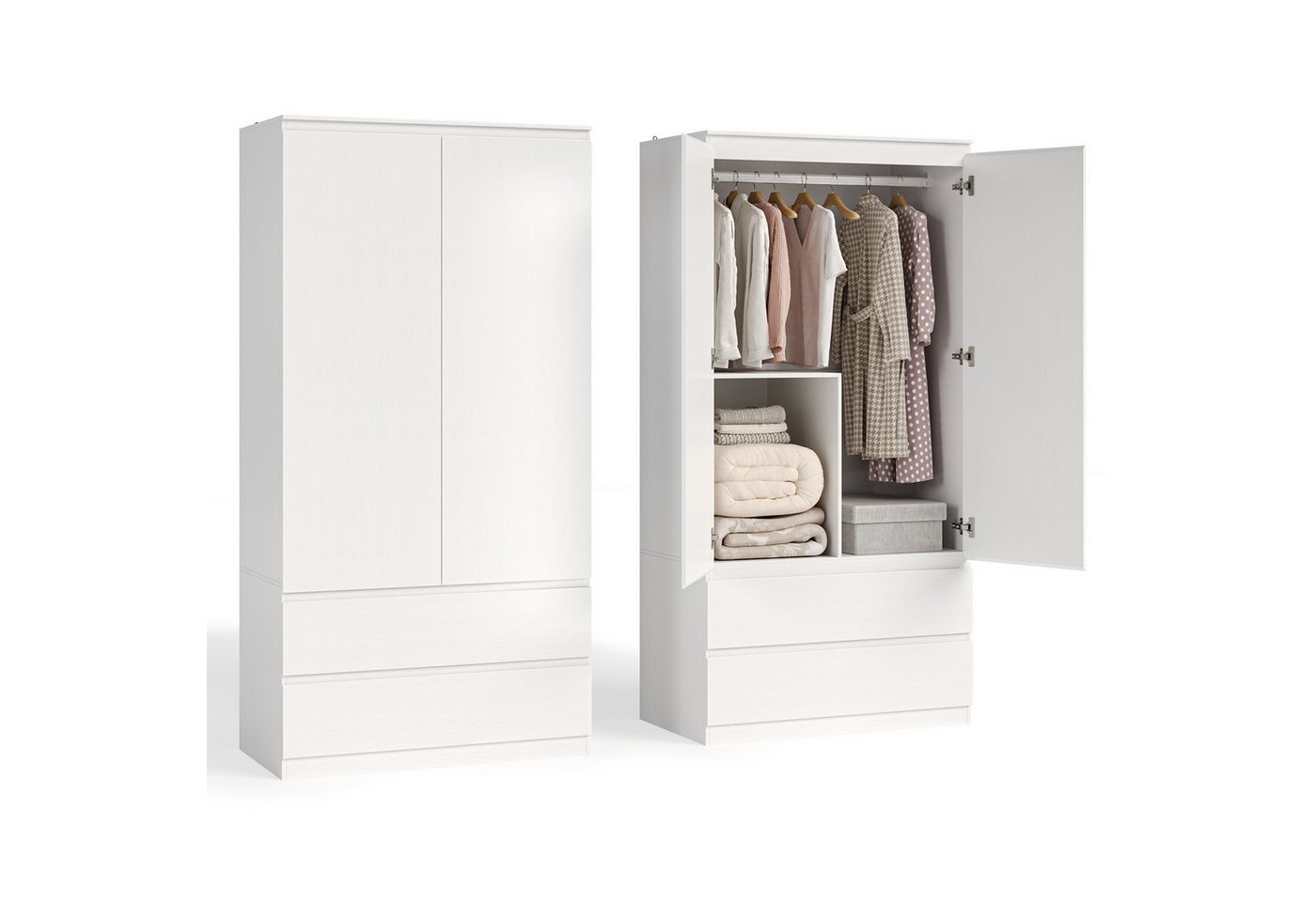 Bealife Garderobenschrank mit 2 Schubladen, Fächern & Kleiderstange, H:180cm Bild 2
