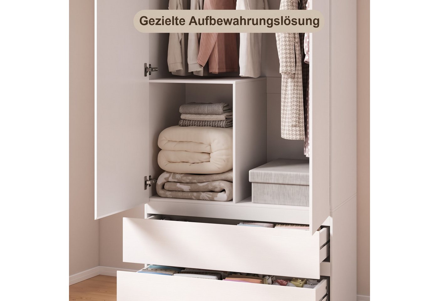 Bealife Garderobenschrank mit 2 Schubladen, Fächern & Kleiderstange, H:180cm Bild 4