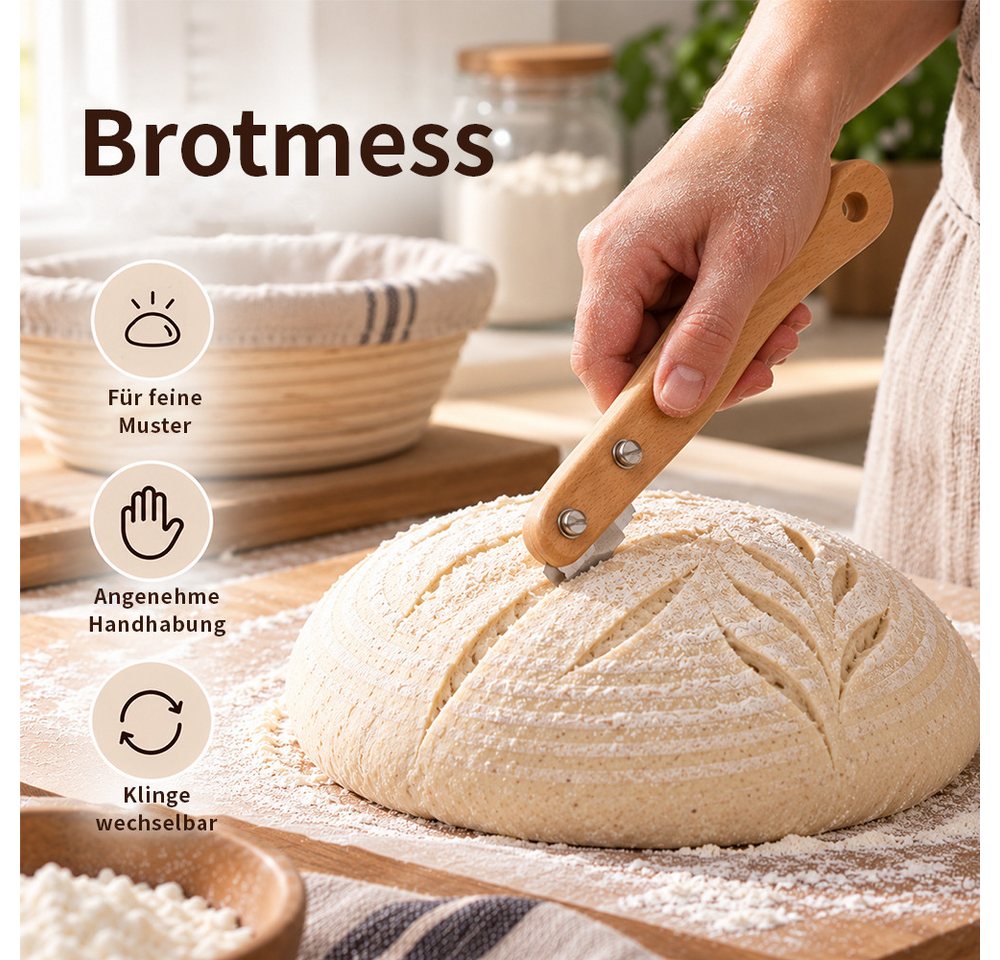 PFCTART Teigspachtel Dänisches Teigknetset, Teigkarte & Teigmesser, 3-teilig, 33 cm, Dänischer Schneebesen, Brot backen Zubehör, Sauerteig, Brotbackset Bild 2