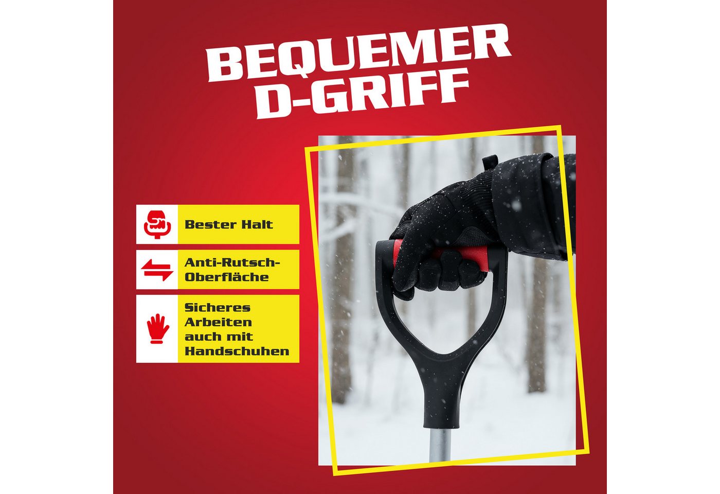 Hecht Schneeschieber Schneeschaufel Teleskop Aluminium mit Metallkante, 49 cm Arbeitsbreite, mit 155,5 cm langem Stiel, 1,38 kg, Ergonomisch, Metallkante, D-Griff, Kunststoff Schnee Schaufel Bild 4