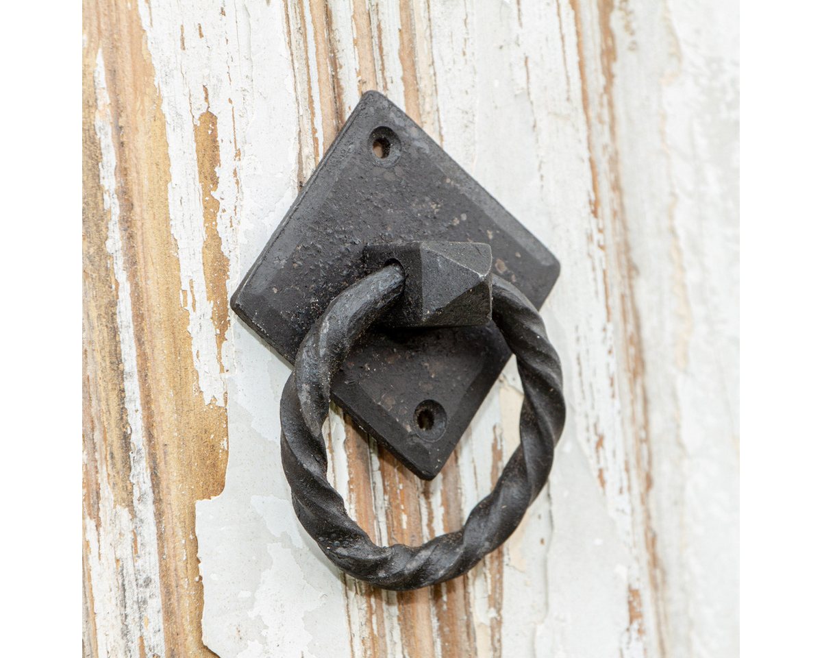 Antikas Möbelbeschlag Schubladengriff, Ring, Klein, Eisen schwarz, H9,5xB7,1cm