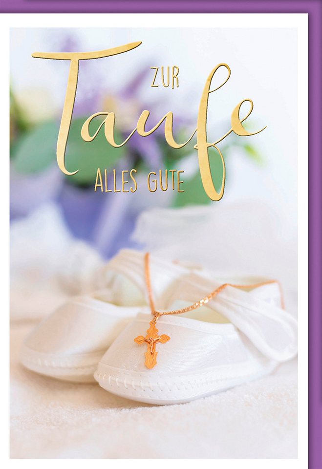 Verlag Dominique Grußkarten Taufe - Glückwunschkarte im Format 11,5 x 17 cm - Babyschühchen
