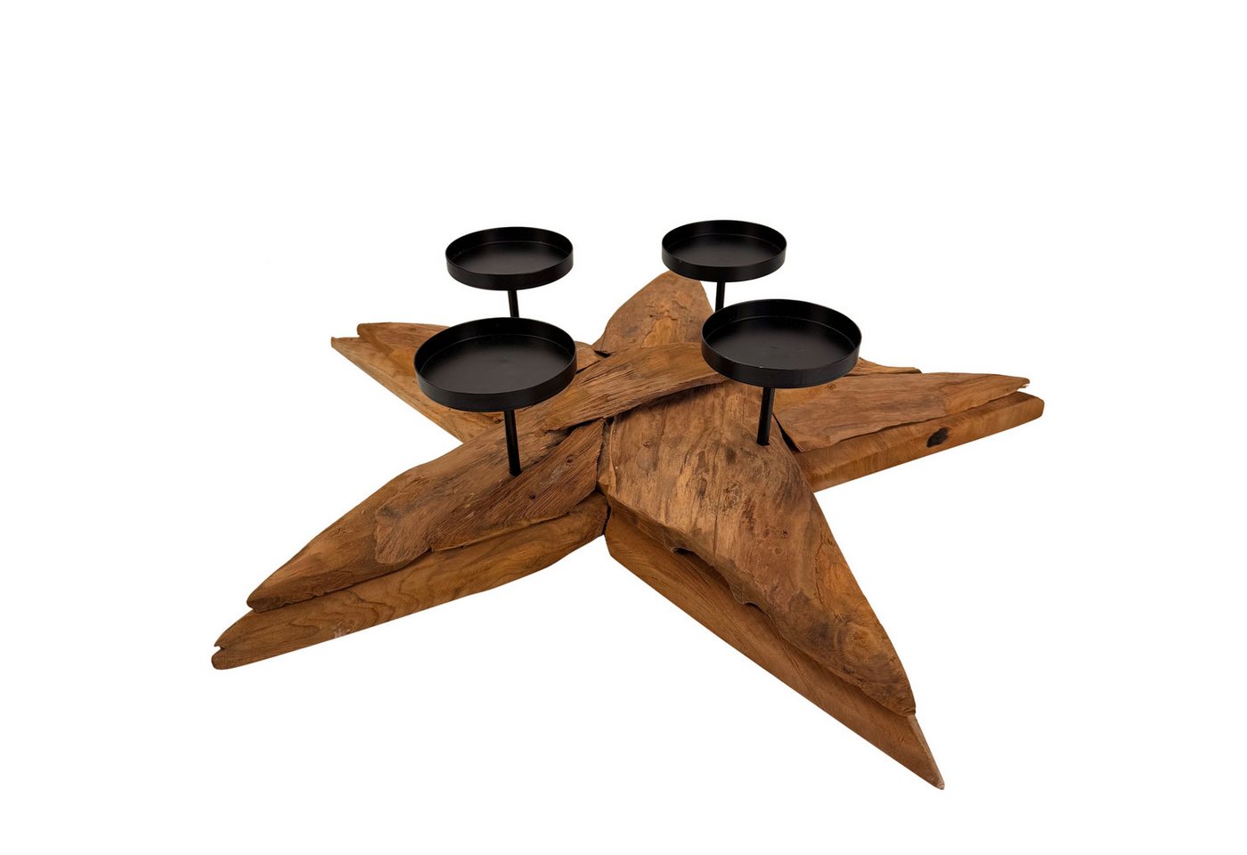 Online-Fuchs Adventskranz STERN aus rustikalem Treibholz mit Kerzenhaltern aus Metall, Naturprodukt mit besonderem Charakter - 58 cm groß Bild 5