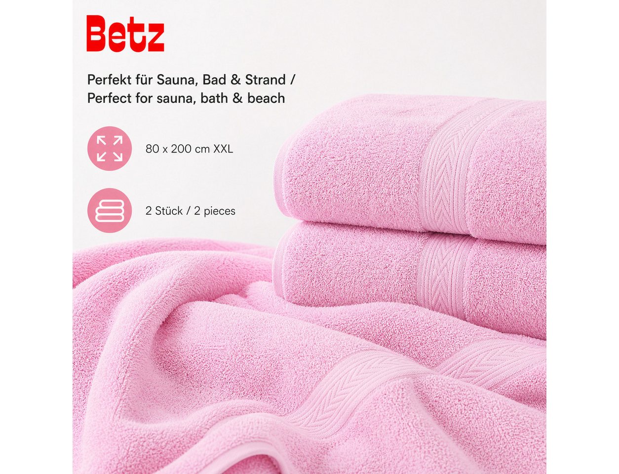 Betz Saunatuch 2 Stück Saunatücher Palermo 80x200 cm Badetuch Strandtuch, 100% Baumwolle (Set, 2-St) Bild 4