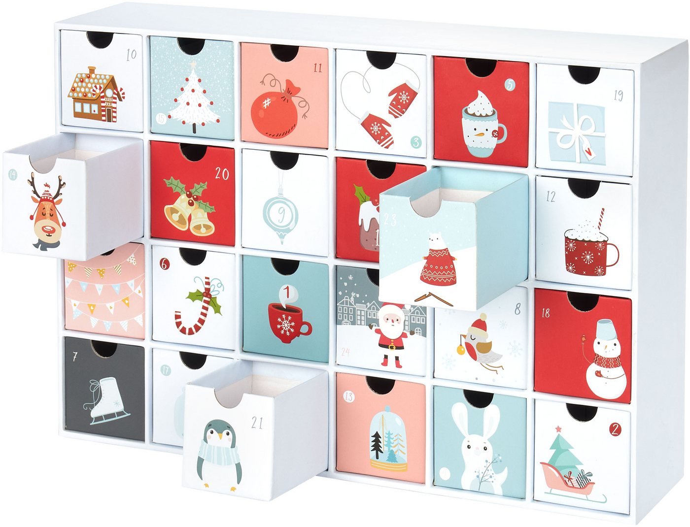 BRUBAKER befüllbarer Adventskalender Sweet Chistmas - Weihnachtskalender zum Befüllen (39 cm groß aus Pappe, 1-tlg), DIY Kalender mit 24 Türchen für Gutscheine und Süßigkeiten Bild 2