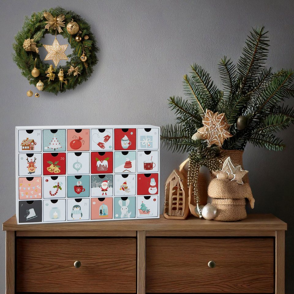 BRUBAKER befüllbarer Adventskalender Sweet Chistmas - Weihnachtskalender zum Befüllen (39 cm groß aus Pappe, 1-tlg), DIY Kalender mit 24 Türchen für Gutscheine und Süßigkeiten Bild 3