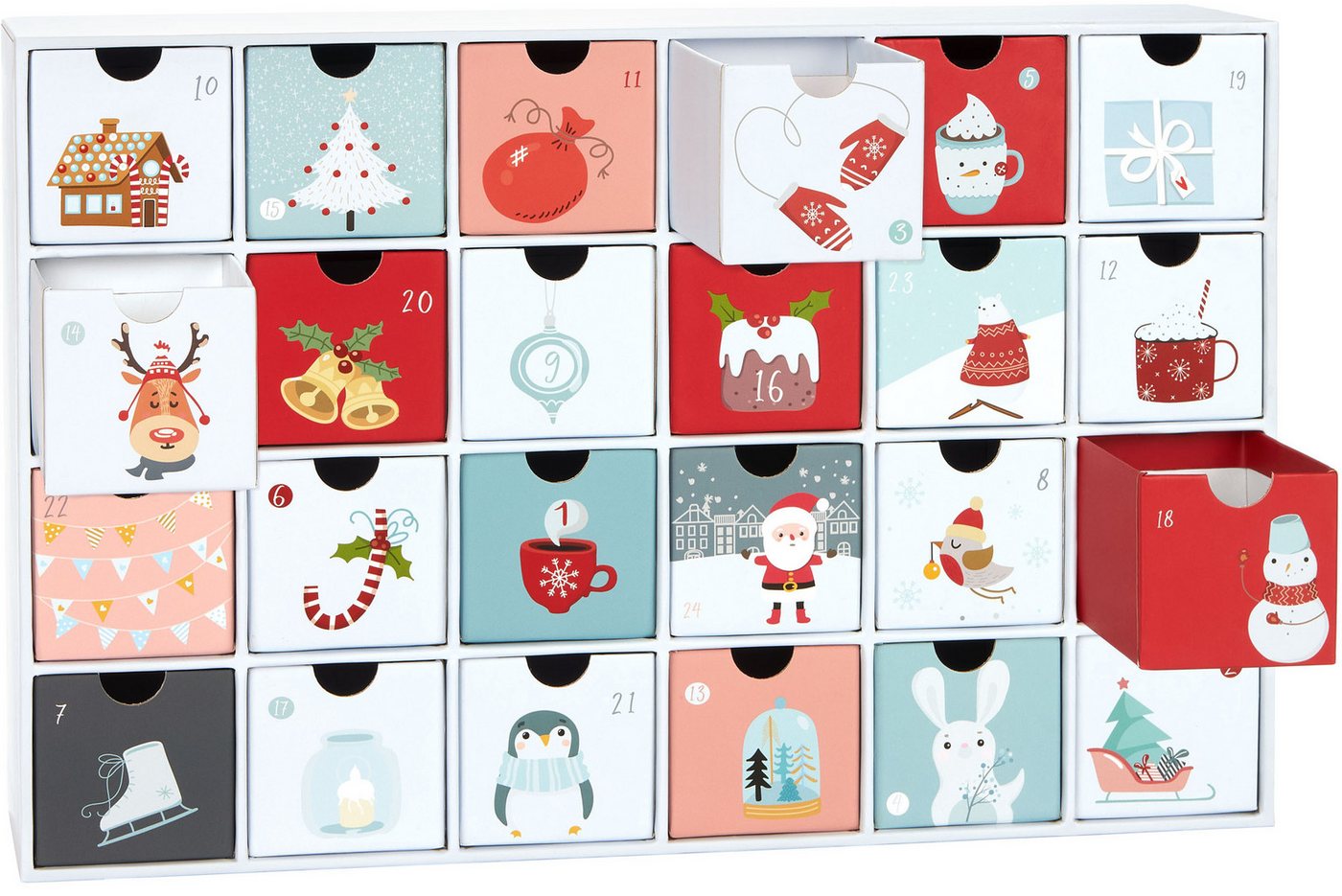 BRUBAKER befüllbarer Adventskalender Sweet Chistmas - Weihnachtskalender zum Befüllen (39 cm groß aus Pappe, 1-tlg), DIY Kalender mit 24 Türchen für Gutscheine und Süßigkeiten Bild 5