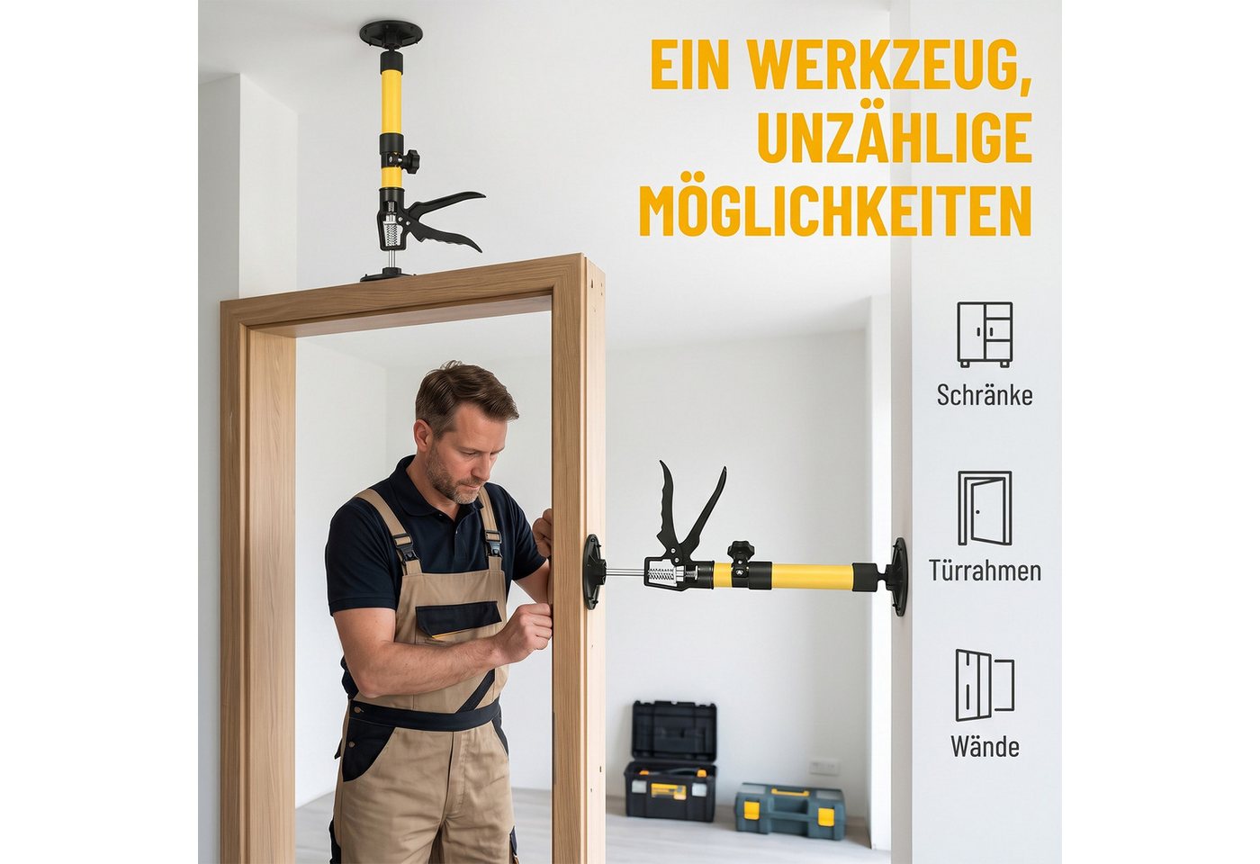 AKKEE Montageklemme 2x Deckenstütze Einhandstütze Montagestütze Teleskopstütze 30-59cm, bis 50 Kg