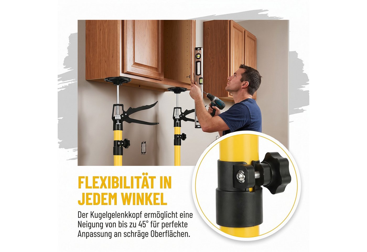 AKKEE Montageklemme 2x Deckenstütze Einhandstütze Montagestütze Teleskopstütze 30-59cm, bis 50 Kg Bild 5