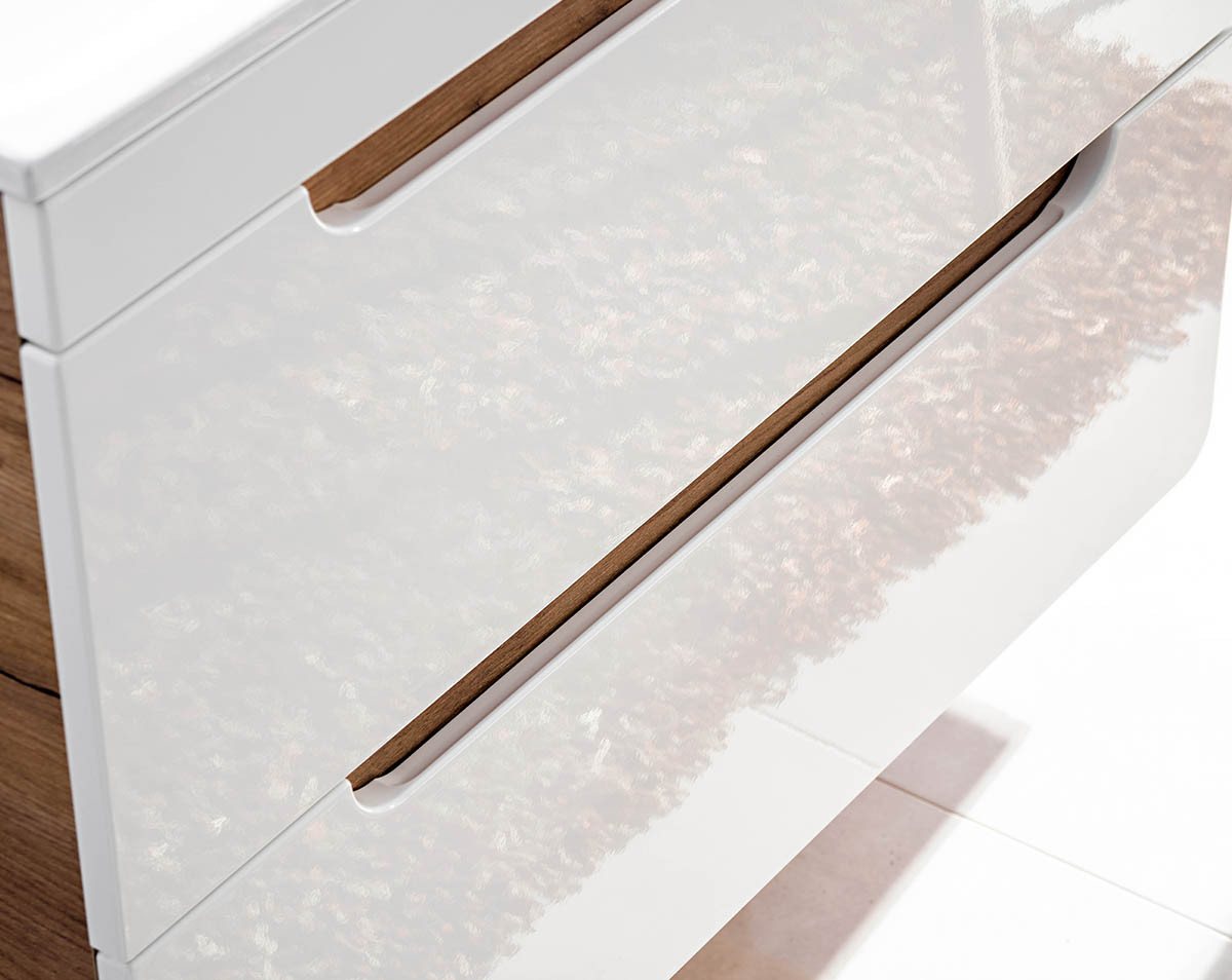 einfachgutemoebel Waschtisch-Set Waschtischunterschrank ARUBA 80cm, eiche-weiß, (Badmöbel Set, 1-St., Waschtisch Unterschrank)