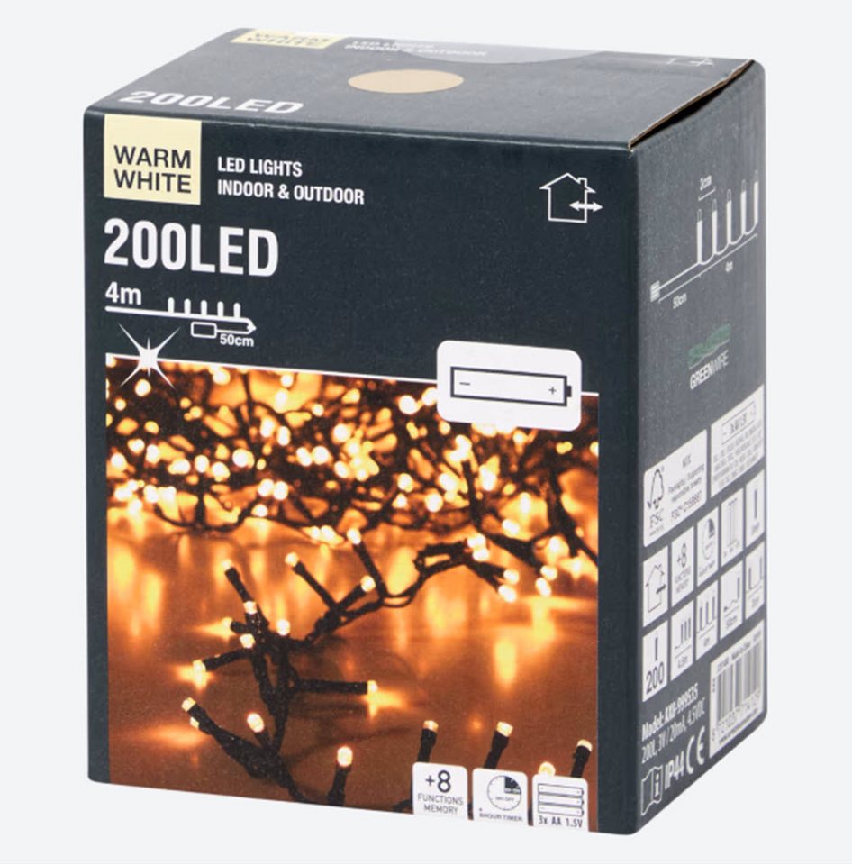 Spectrum LED-Lichterkette Weihnachtsbeleuchtung 200 LED 400 cm