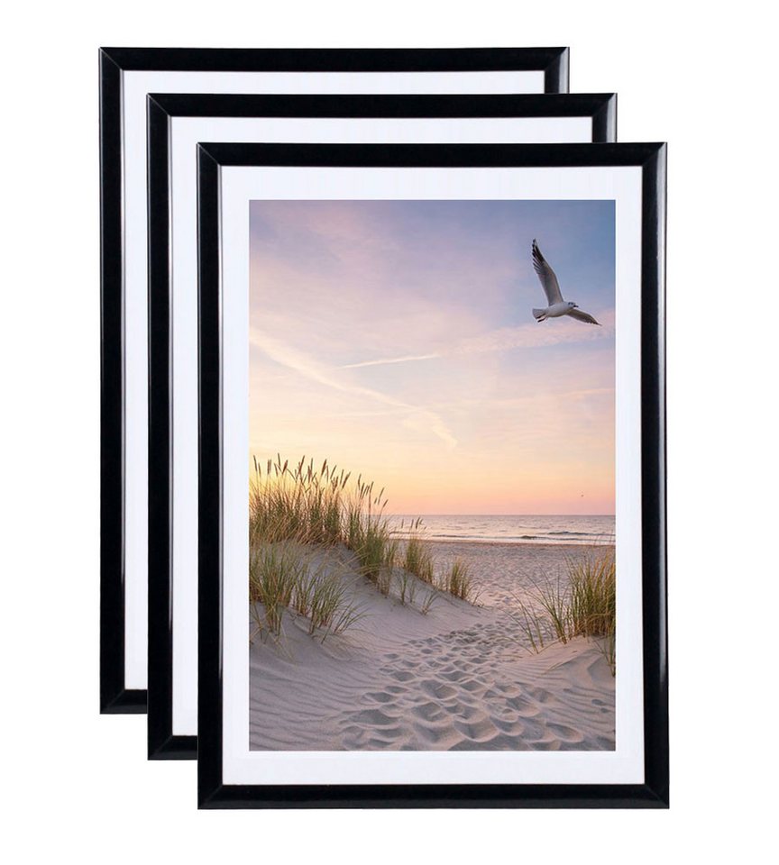 IDEAL TREND Bilderrahmen Set Bilderrahmen 21x29,7 DIN A4 Fotorahmen aus Kunststoff Bilder Foto, für 3 Bilder (3 St), Kunststoff Bilderrahmen mit Kunststoffglas Bild 4