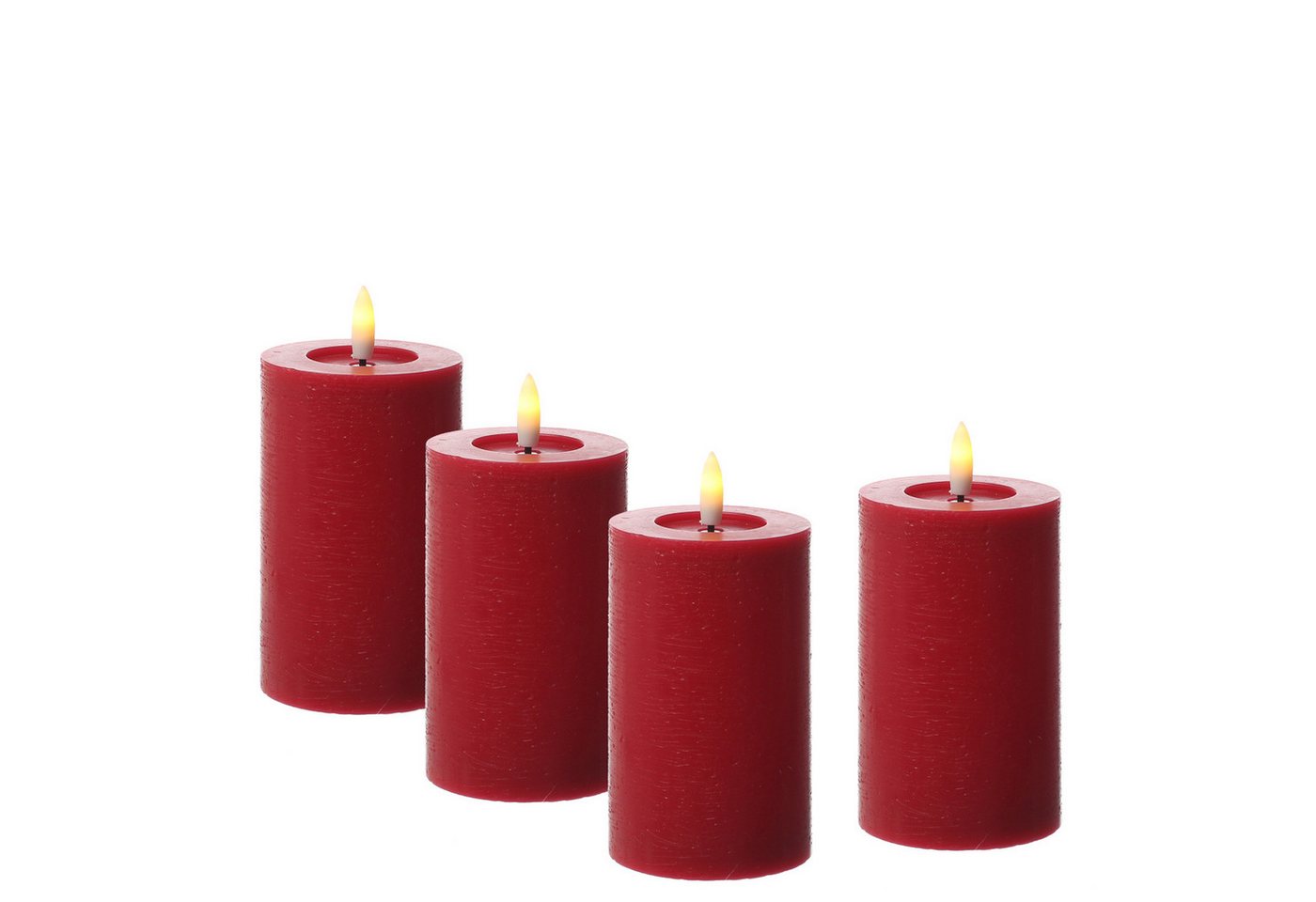 Adilina LED-Kerze Kerzenset LINA Rustik Optik für Adventskranz 7x11cm Timer rot 4St, LED Classic, warmweiß (2100K bis 3000K) Bild 4