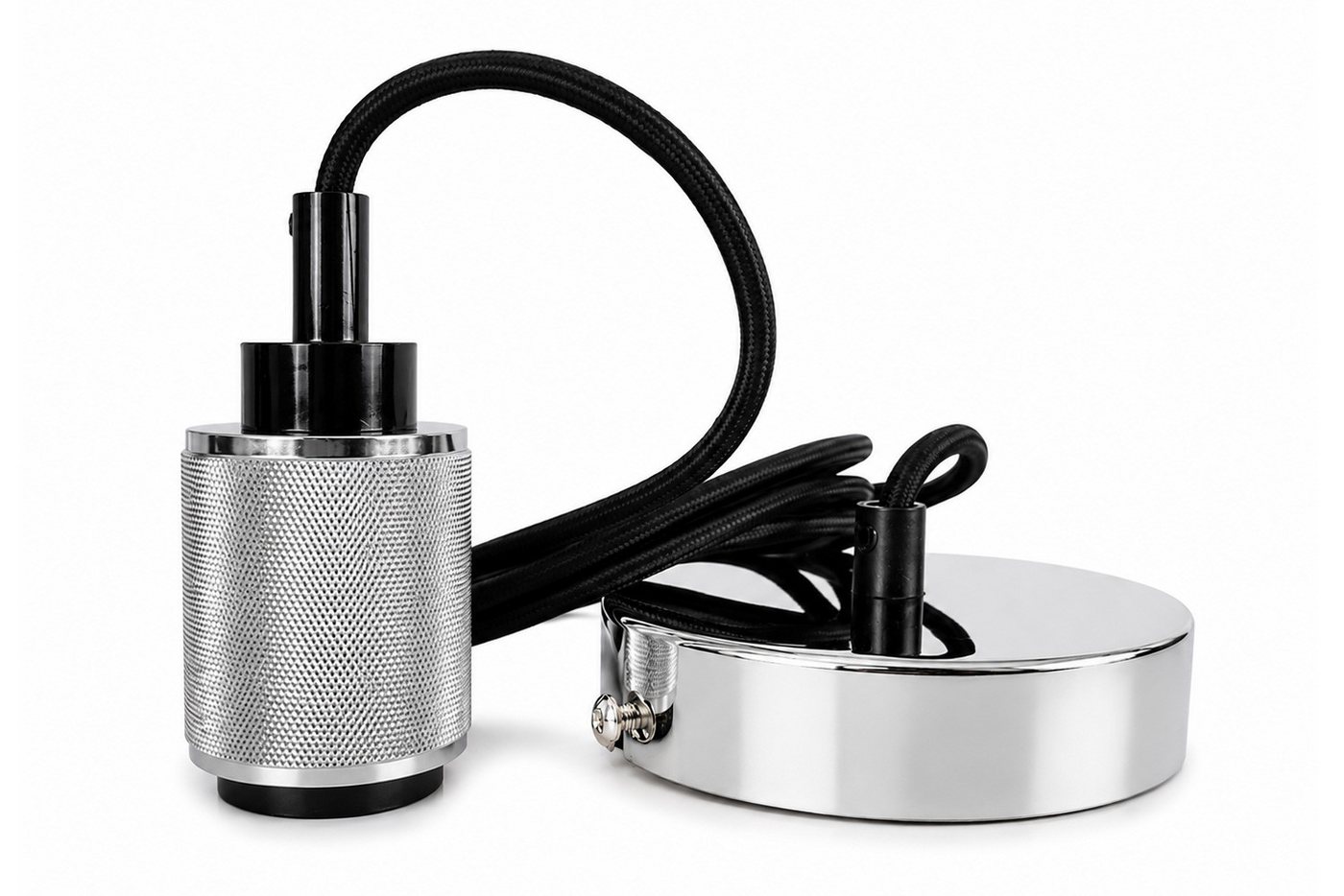 dasmöbelwerk Pendelleuchte Pendelleuchte ETH Lampenaufhängung Lampenfassung E27 Metall Silber, Leuchtmittel nicht enthalten Bild 4