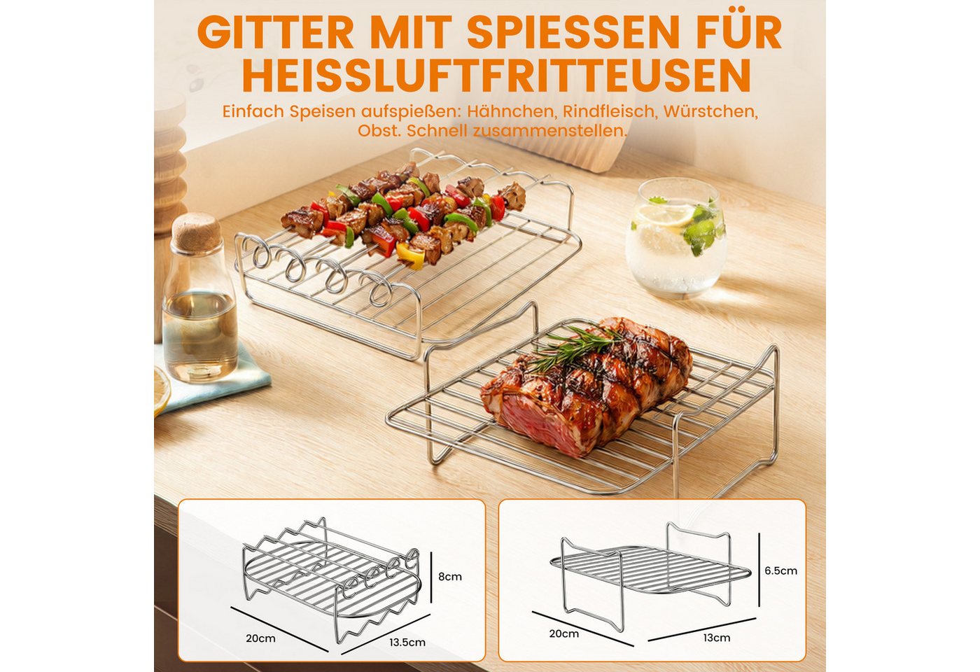 Bundviel Backform Heißluftfritteuse Zubehör 24-tlg set für Ninja AF300EU AF400EU, (Set 24-tlg), Airfryer Zubehör für Ninja Foodi Max Dual Zone, Isolate oil stains