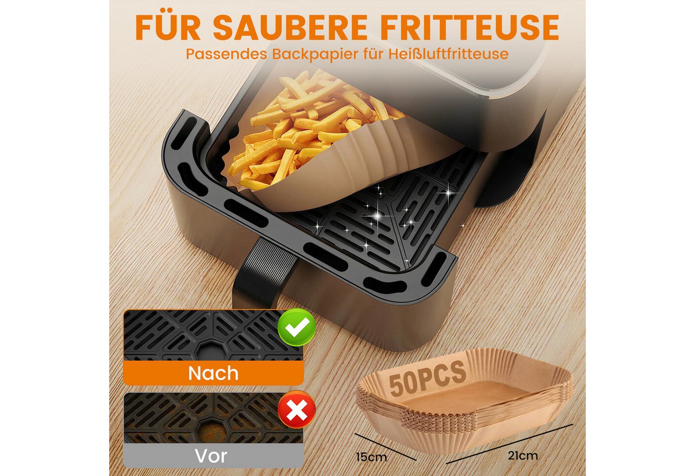 Bundviel Backform Heißluftfritteuse Zubehör 24-tlg set für Ninja AF300EU AF400EU, (Set 24-tlg), Airfryer Zubehör für Ninja Foodi Max Dual Zone, Isolate oil stains Bild 4