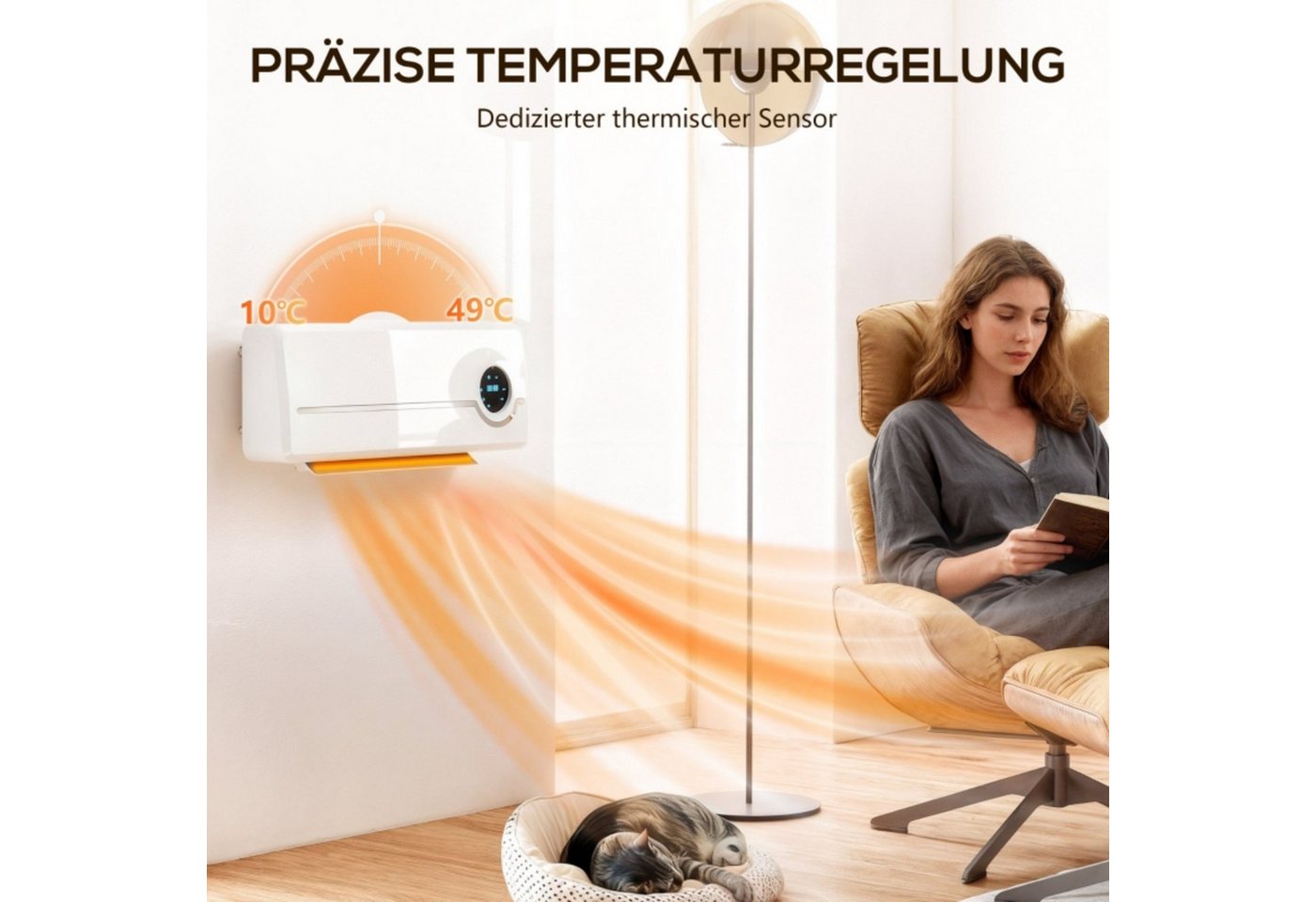 Blossom Heizlüfter Wandmontage Keramikheizlüfter 2000 W mit Fernbedienung, LED-Display, Keramik-Wandheizung für einen 30 Raum, für Schlafzimmer Wohnzimmer Bild 2
