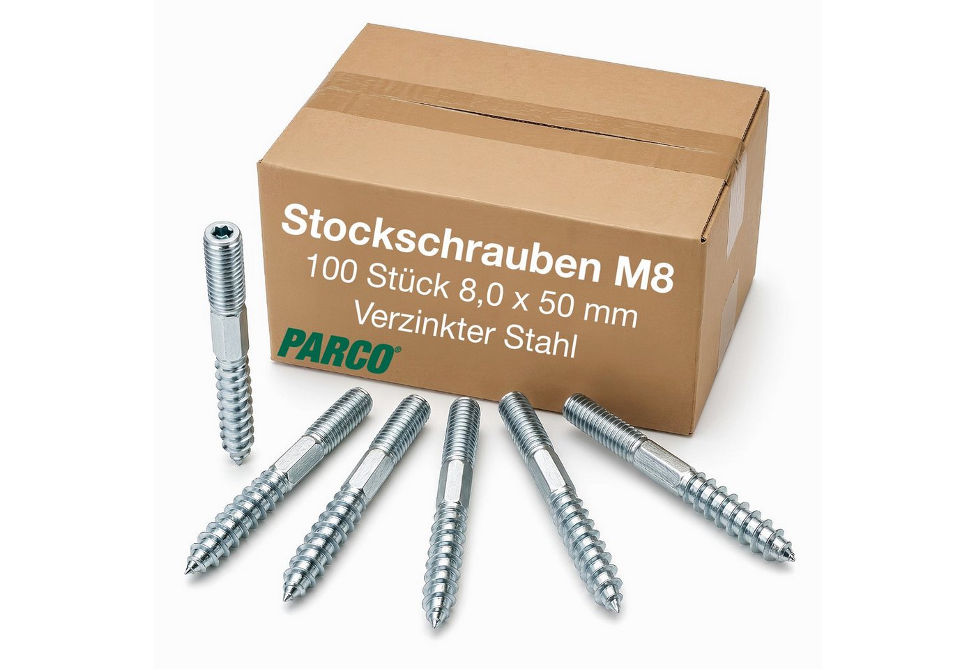 PARCO Stockschraube M8 - TX25, Holzgewinde, Sechskantschaft, 100 St., (100 St), Spitze mit Holzgewinde Sechskantschaft Bild 2