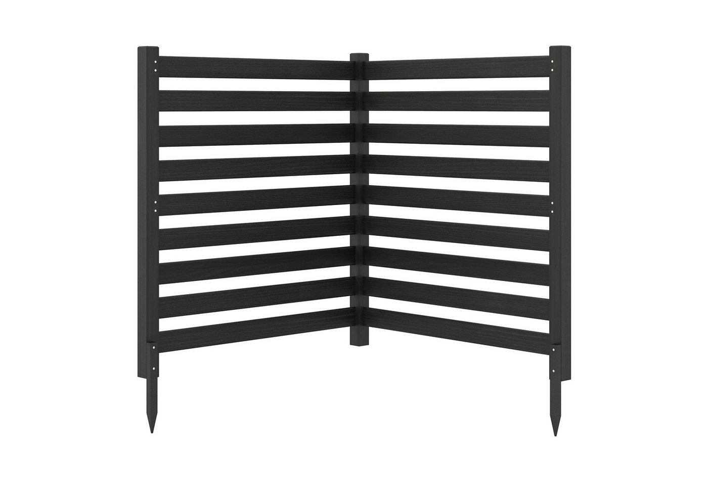 COSTWAY Gartenzaun, Zaun mit 3 Pfählen, Steckzaun Lamellenzaun