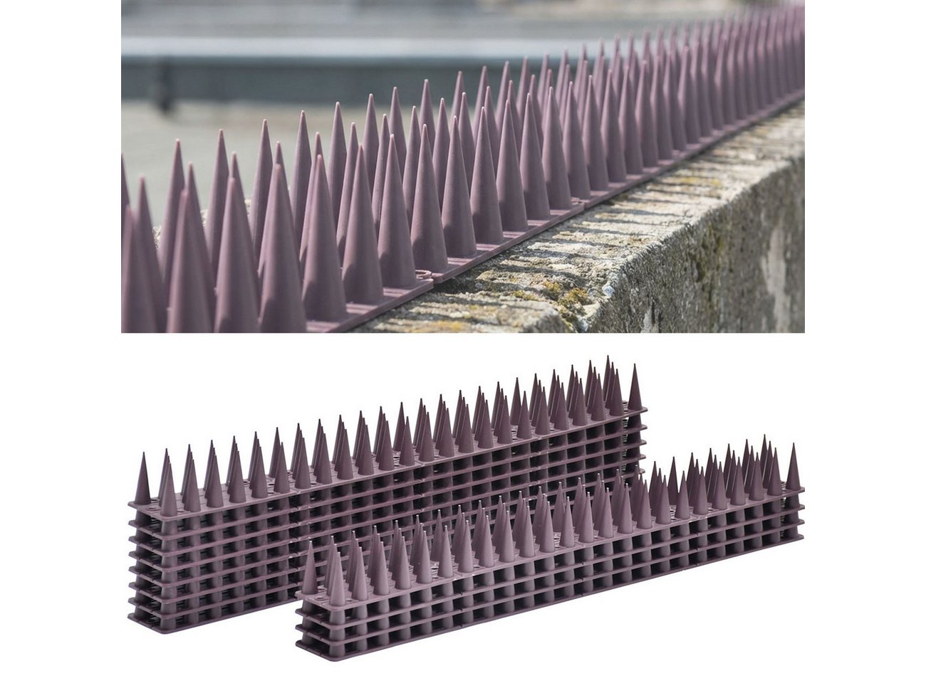 shop'n smile ideoon Taubenspikes Vogelabwehr Spikes 5,4m Taubenschreck 3-reihig gegen Tauben & Marder, 12-St., 12er / 24er-Set, Individuell zuschneidbar, flexibel montierbar/100% UV-beständig Bild 5