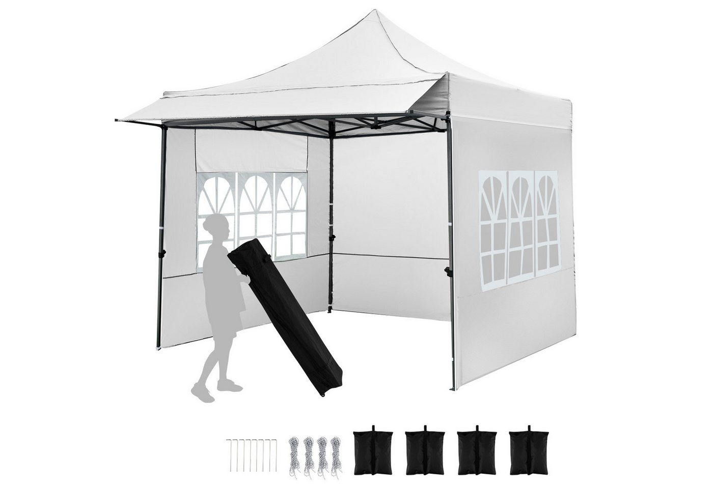 COSTWAY Faltpavillon, Pop Up Gartenpavillon mit 3 Seitenwänden für Garten Bild 5