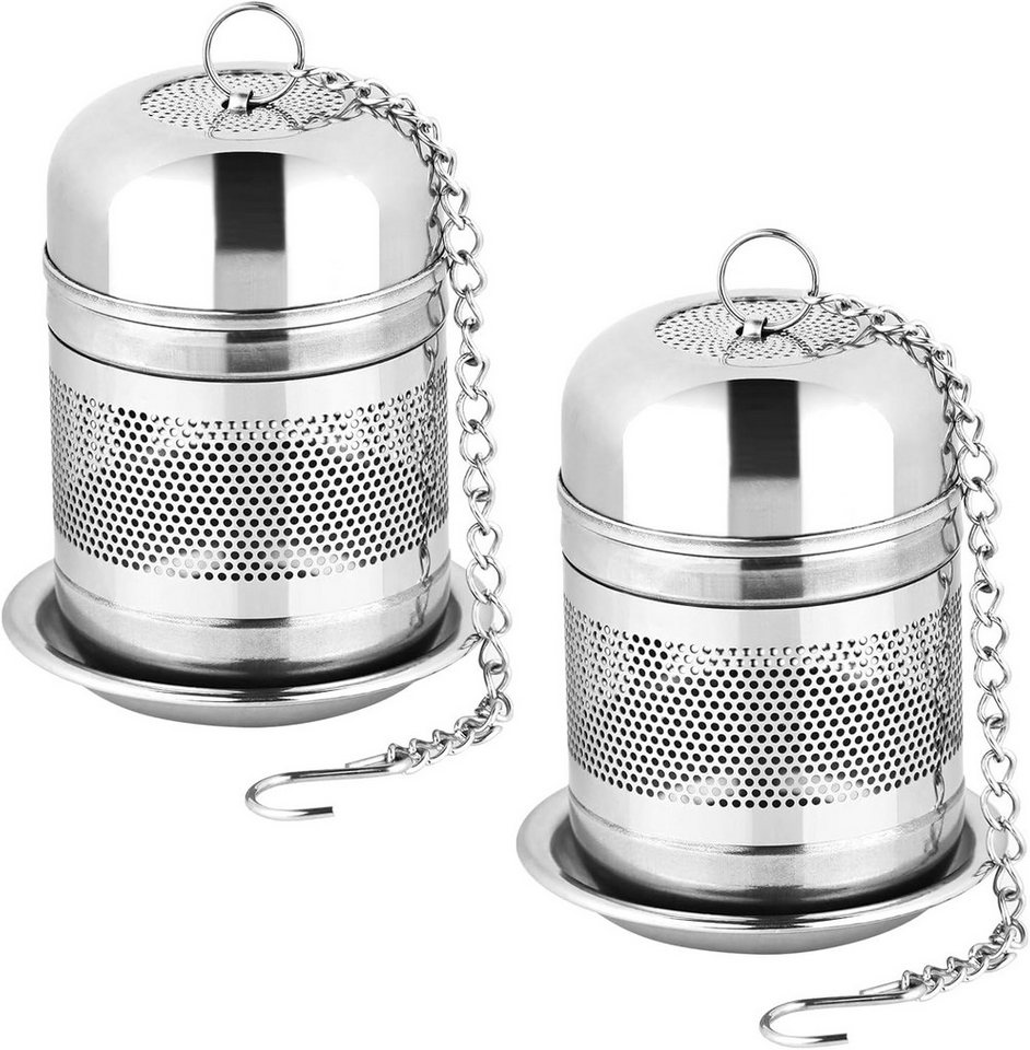 FOUORTUNATE-BEE Teesieb 2er Set Tee-Ei aus Edelstahl mit Untersetzer & Kette, (2-St), Wiederverwendbare Tee-Eier mit feinem Sieb & Kette Bild 5
