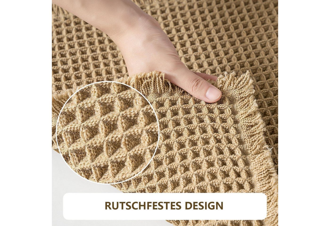 LuxusKollektion Badematte Badezimmermatte Boho Braun 60x150cm Bild 3