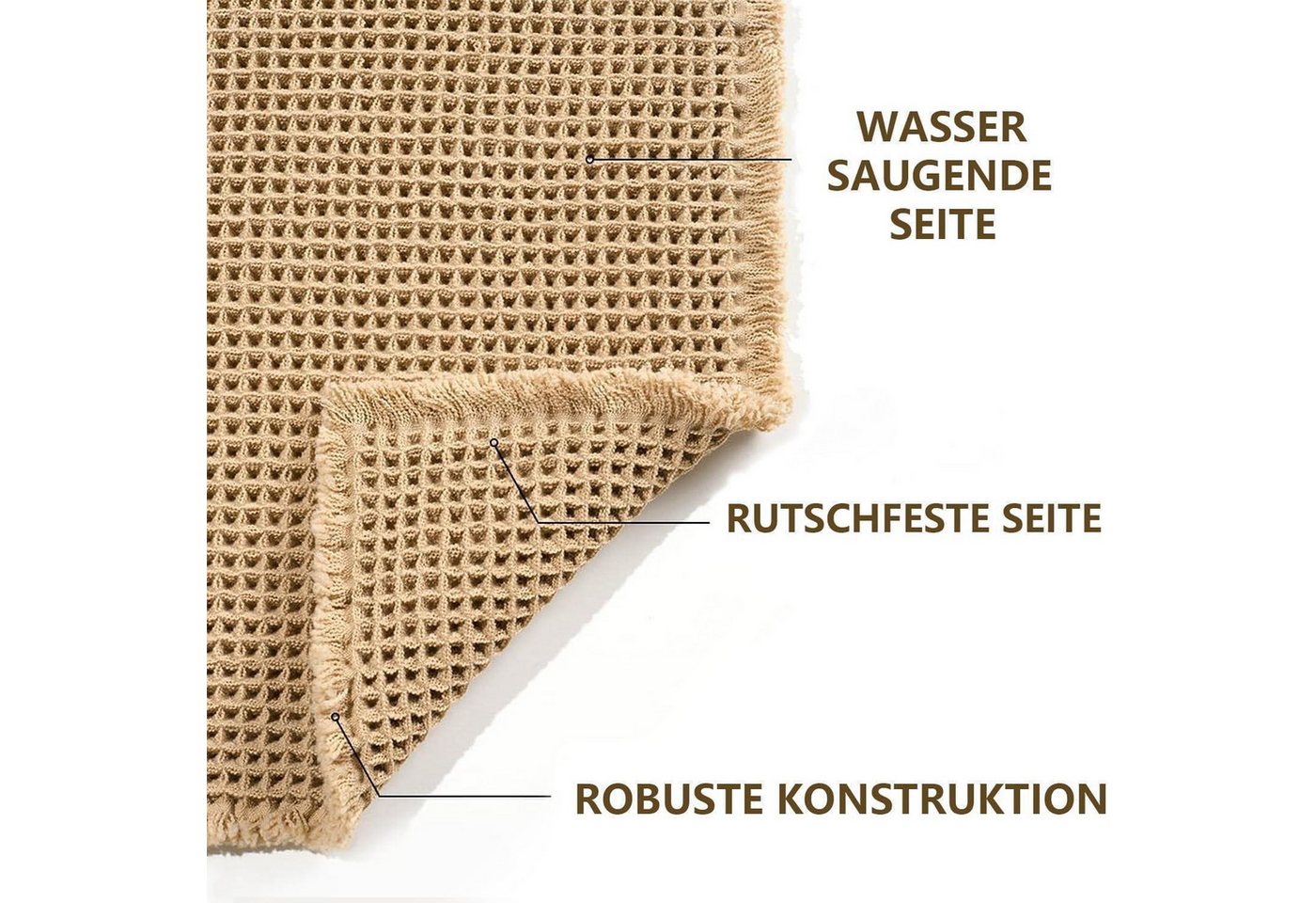 LuxusKollektion Badematte Badezimmermatte Boho Braun 60x150cm Bild 5