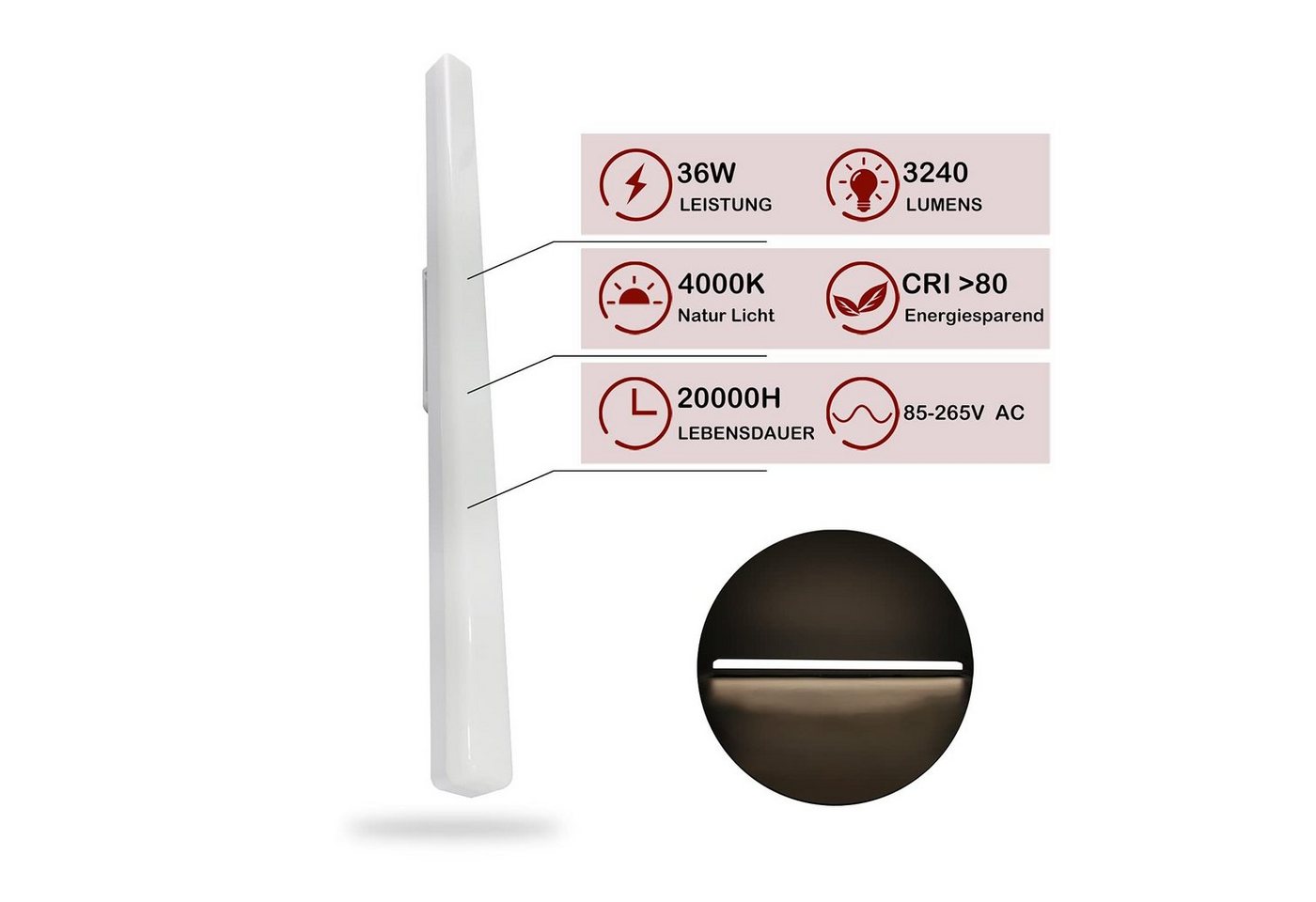 ZMH LED Deckenleuchte Wohnzimmer weiß Flurlampe Modern Tageslicht Schlafzimmer, LED fest integriert, 18W Flurlampe 4000K für Keller Büro Garage