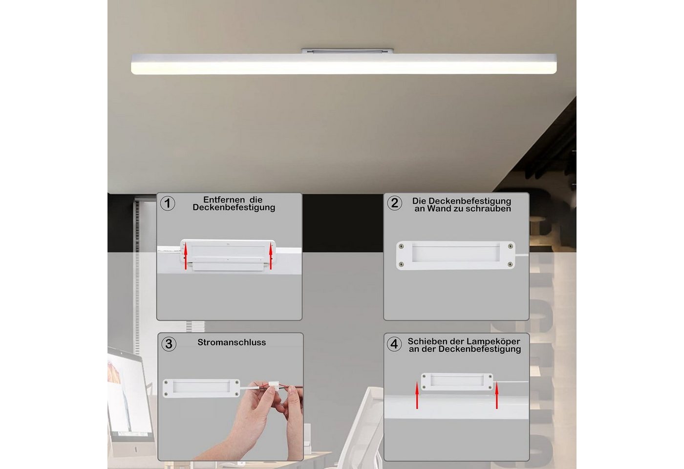 ZMH LED Deckenleuchte Wohnzimmer weiß Flurlampe Modern Tageslicht Schlafzimmer, LED fest integriert, 18W Flurlampe 4000K für Keller Büro Garage Bild 2