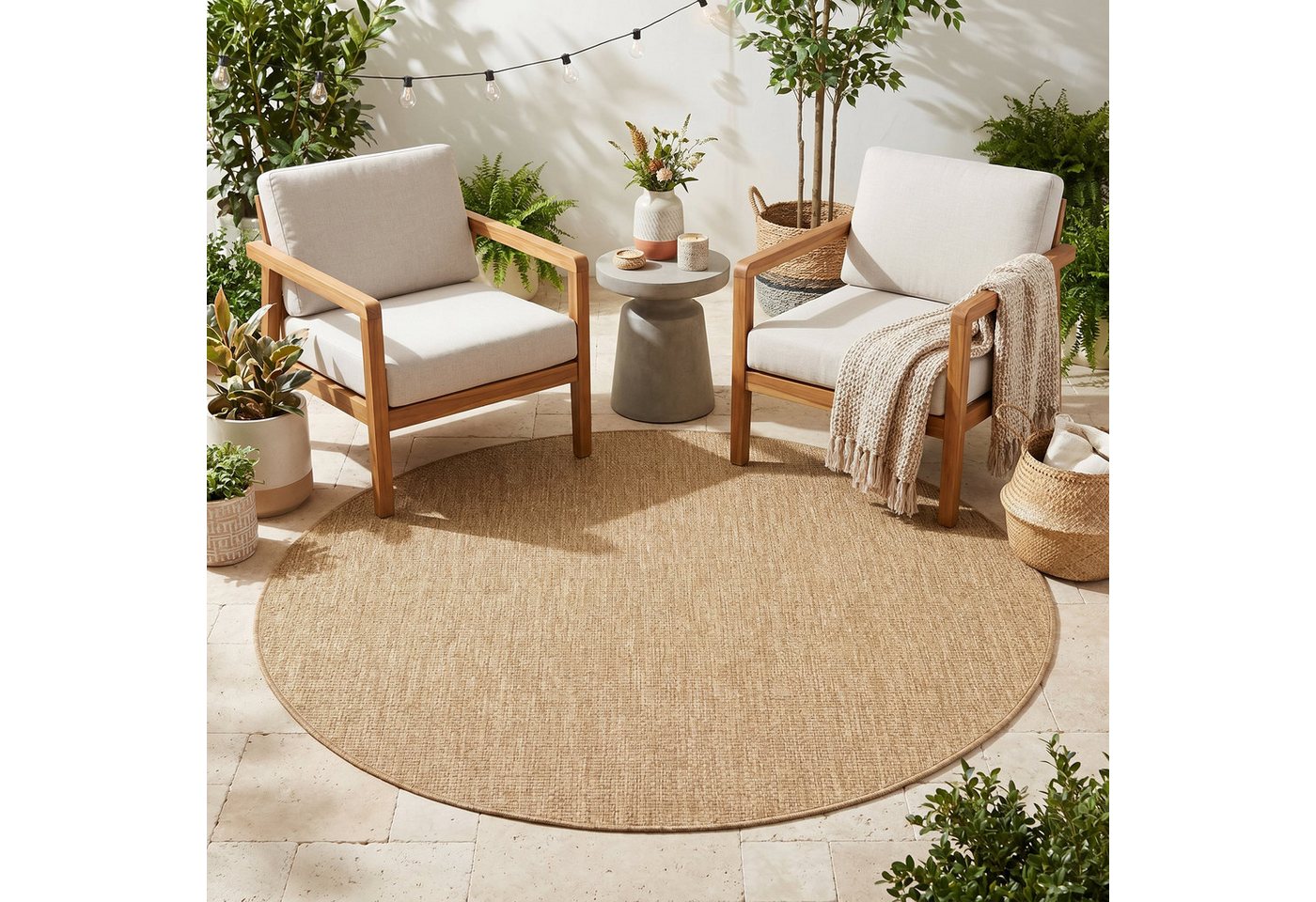 Tapiso Outdoorteppich YUCANA, rund, Höhe: 6 mm, rund, wetterfest und UV-beständig Bild 3