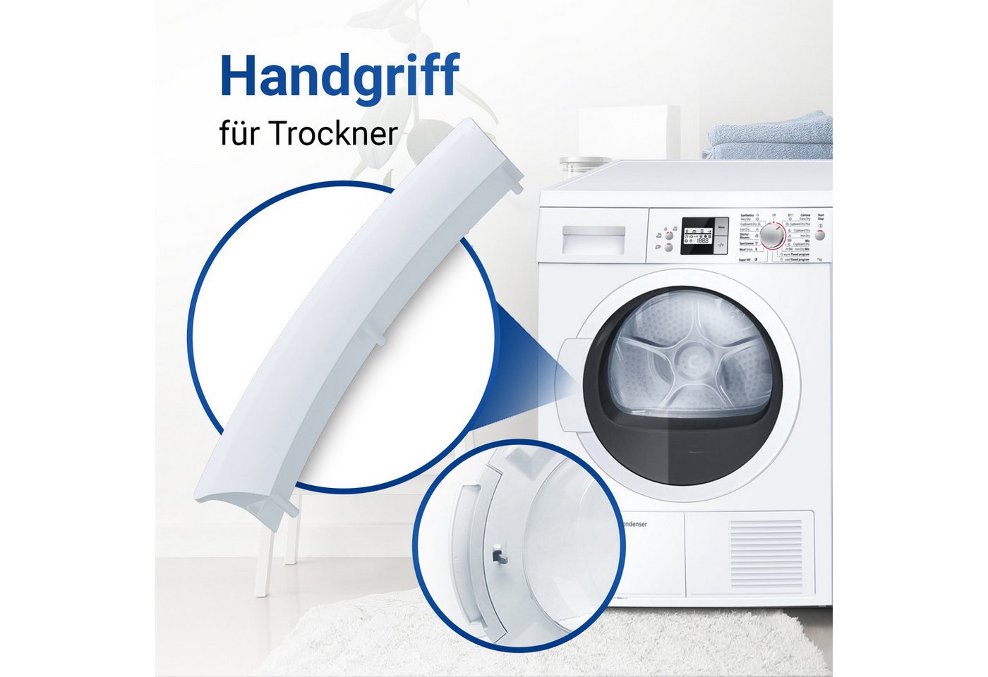 VIOKS Türgriff Handgriff Ersatz für Siemens 00497522, Türöffner weiß für Trockner
